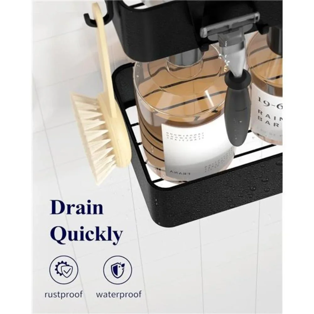 Large Shower Caddy 2 Pack Adhesive Bathroom Organizer Rustproof Stainless Steel